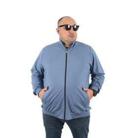 Moc Grande 22750 Mavi Büyük Beden Basic Mevsimlik Fermuarlı Erkek Sweatshirt
