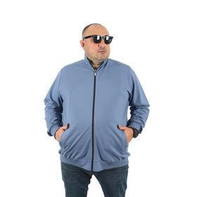Moc Grande 22750 Mavi Büyük Beden Basic Mevsimlik Fermuarlı Erkek Sweatshirt