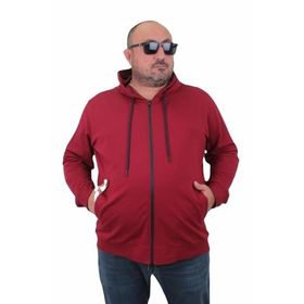 Moc Grande 22751 Bordo Kapüşonlu Fermuarlı Erkek Sweatshirt
