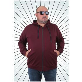 Moc Grande 22751 Mürdüm Kapüşonlu Fermuarlı Erkek Sweatshirt