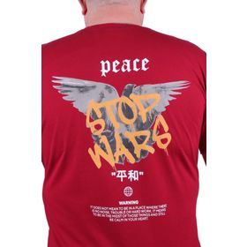 Moc Grande 23100 Peace Büyük Beden Bordo Erkek T-shirt
