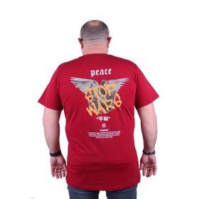 Moc Grande 23100 Peace Büyük Beden Bordo Erkek T-shirt