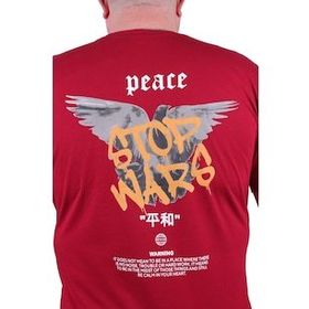 Moc Grande 23100 Peace Büyük Beden Bordo Erkek T-shirt