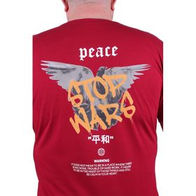 Moc Grande 23100 Peace Büyük Beden Bordo Erkek T-shirt