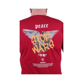 Moc Grande 23100 Peace Büyük Beden Bordo Erkek T-shirt