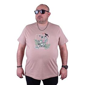 Moc Grande 23114 Tropical Büyük Beden Bej Erkek T-shirt