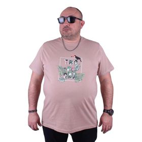 Moc Grande 23114 Tropical Büyük Beden Bej Erkek T-shirt