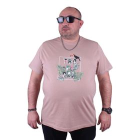 Moc Grande 23114 Tropical Büyük Beden Bej Erkek T-shirt