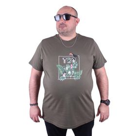 Moc Grande 23114 Tropical Büyük Beden Haki Erkek T-shirt