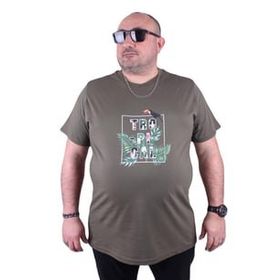 Moc Grande 23114 Tropical Büyük Beden Haki Erkek T-shirt