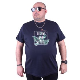 Moc Grande 23114 Tropical Büyük Beden Lacivert Erkek T-shirt