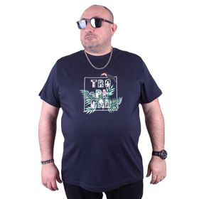 Moc Grande 23114 Tropical Büyük Beden Lacivert Erkek T-shirt