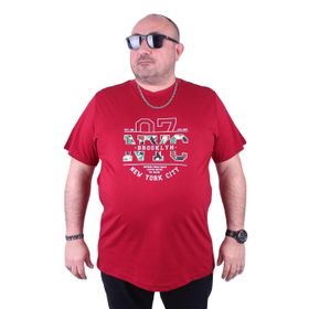 Moc Grande 23115 Nyc Büyük Beden Bordo Erkek T-shirt