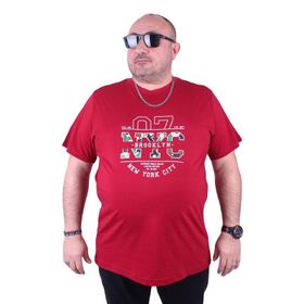 Moc Grande 23115 Nyc Büyük Beden Bordo Erkek T-shirt