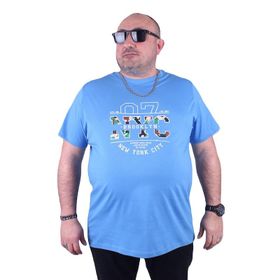 Moc Grande 23115 Nyc Büyük Beden Mavi Erkek T-shirt