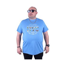 Moc Grande 23115 Nyc Büyük Beden Mavi Erkek T-shirt