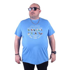 Moc Grande 23115 Nyc Büyük Beden Mavi Erkek T-shirt