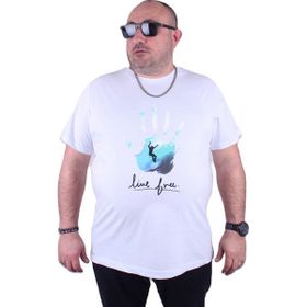 Moc Grande 23117 Surf Büyük Beden Beyaz Erkek T-shirt