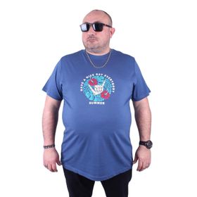 Moc Grande 23119 Summer Büyük Beden İndigo Erkek T-shirt