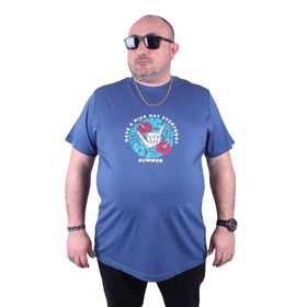 Moc Grande 23119 Summer Büyük Beden İndigo Erkek T-shirt