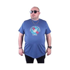 Moc Grande 23119 Summer Büyük Beden İndigo Erkek T-shirt