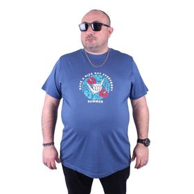 Moc Grande 23119 Summer Büyük Beden İndigo Erkek T-shirt