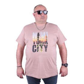 Moc Grande 23125 New York City Büyük Beden Bej Erkek T-shirt