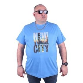 Moc Grande 23125 New York City Büyük Beden Mavi Erkek T-shirt