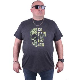 Moc Grande 23126 No Gain Büyük Beden Antrasit Melanj Erkek T-shirt