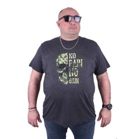 Moc Grande 23126 No Gain Büyük Beden Antrasit Melanj Erkek T-shirt