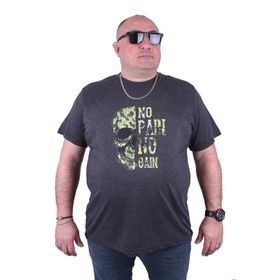 Moc Grande 23126 No Gain Büyük Beden Antrasit Melanj Erkek T-shirt