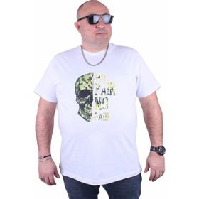 Moc Grande 23126 No Gain Büyük Beden Beyaz Erkek T-shirt