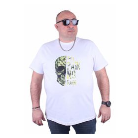 Moc Grande 23126 No Gain Büyük Beden Beyaz Erkek T-shirt
