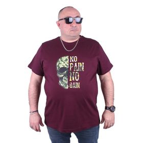 Moc Grande 23126 No Gain Büyük Beden Bordo Erkek T-shirt