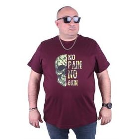 Moc Grande 23126 No Gain Büyük Beden Bordo Erkek T-shirt