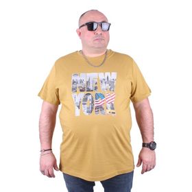 Moc Grande 23129 New York Büyük Beden Hardal Erkek T-shirt