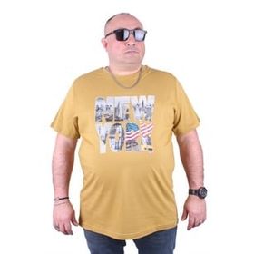 Moc Grande 23129 New York Büyük Beden Hardal Erkek T-shirt