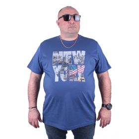 Moc Grande 23129 New York Büyük Beden İndigo Erkek T-shirt