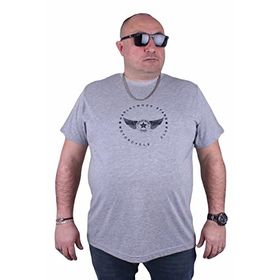 Moc Grande 23130 Harley Wood Büyük Beden Gri Melanj Erkek T-shirt