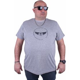 Moc Grande 23130 Harley Wood Büyük Beden Gri Melanj Erkek T-shirt