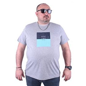 Moc Grande 23136 Seaing Büyük Beden Gri Melanj Erkek T-shirt