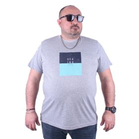 Moc Grande 23136 Seaing Büyük Beden Gri Melanj Erkek T-shirt