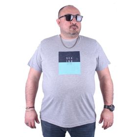 Moc Grande 23136 Seaing Büyük Beden Gri Melanj Erkek T-shirt