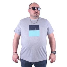 Moc Grande 23136 Seaing Büyük Beden Gri Melanj Erkek T-shirt