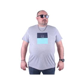Moc Grande 23136 Seaing Büyük Beden Gri Melanj Erkek T-shirt