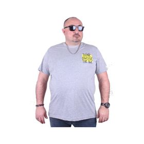 Moc Grande 23137 Outside Büyük Beden Gri Melanj Erkek T-shirt
