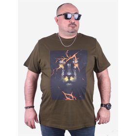 Moc Grande 23138 Baskılı Lion Askeri Yeşil Erkek T-shirt