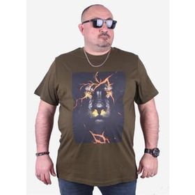 Moc Grande 23138 Baskılı Lion Askeri Yeşil Erkek T-shirt
