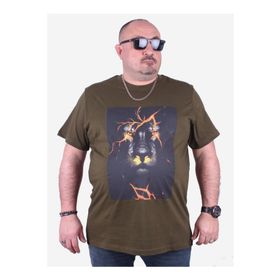 Moc Grande 23138 Baskılı Lion Askeri Yeşil Erkek T-shirt