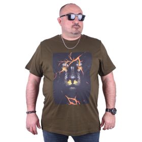 Moc Grande 23138 Baskılı Lion Askeri Yeşil Erkek T-shirt